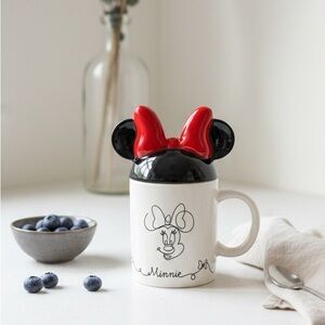 Disney Minnie Mouse Mug with Red and Black Bow/Ears Lid